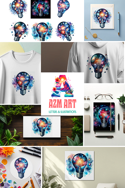 Light bulb filled with cosmic imagery adobe photoshop branding clipart creative design design digital art graphic design illustration