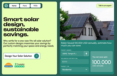 Solar Website + Calculator - Bento Landing Page Hero Design calculator carbon dashboard commercial solar calculator eco dashboard electricity green dashboard impact dashboard residential solar savings solar solar company solar company landing page solar dashboard solar savings dashbaord solar website