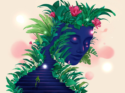 Good things are coming abstract character characterdesign digital editorial flower forest green human illustration jungle magazine mental health nature plant plants portrait psychology woman women