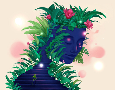 Good things are coming abstract character characterdesign digital editorial flower forest green human illustration jungle magazine mental health nature plant plants portrait psychology woman women