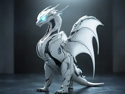 Majestic White Dragon 3d 3d modelling blender cgi character design r1n7t0xb sci fi sleek