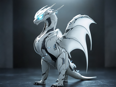 Majestic White Dragon 3d 3d modelling 81k3vl5 blender cgi character design sci fi sleek