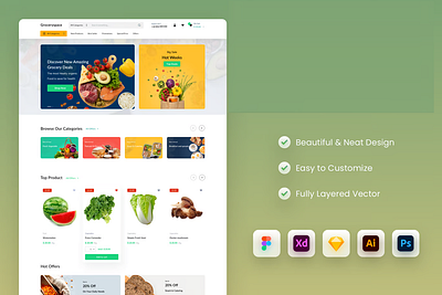 Clean, Modern, and Customizable Grocery App UI Kit 3d animation branding graphic design logo motion graphics ui