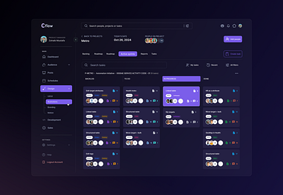 CFlow - Task Management System UI/UX Concept buttons figma jira management system menu navigation navigation panel project management system responsive design task task management system tms top menu web design