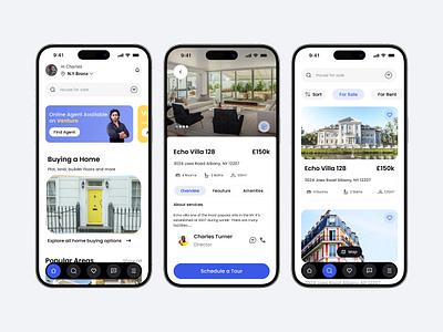 Venture Real Estate Mobile App classified app ui dribbbleshots homefinder modernui mortgagecalculator propertymanagement real estate app ui real estate case study realestateapp realestatedesign ui uidesign uiux userexperience uxdesign