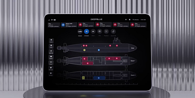 Deep Blue 3d animation blue boat branding dark mode dark ui deep fire app firefighter fireman motion graphics submarin submarine ui underwater
