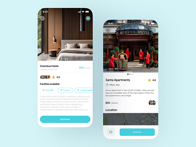 Hotel app UI ui