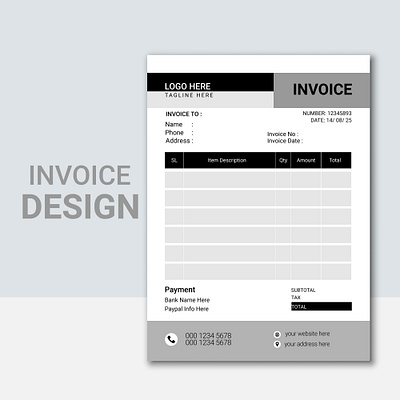 Invoice Design 3d animation banner brand design brand identity branding brochure flyer graphic design invoice design logo logo design magazine marketing motion graphics social media post