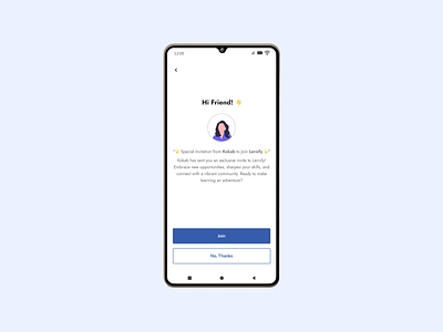 Daily UI Challenge # 47 - Invitation to an App android app branding daily challenge daily ui daily ui challenge 47 design dribbble figma figma design friend illustration invitation iphone join learn squid game ui uiux