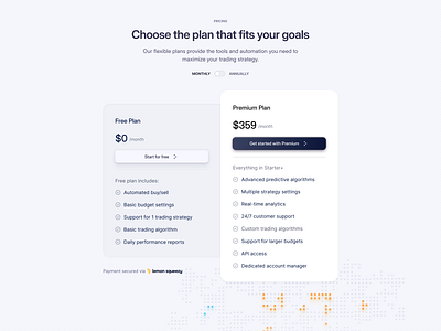 nock / pricing ai crypto design getstarted landing landingpage modern plan plans price pricing section ui ui design ux web web3 webdesign website