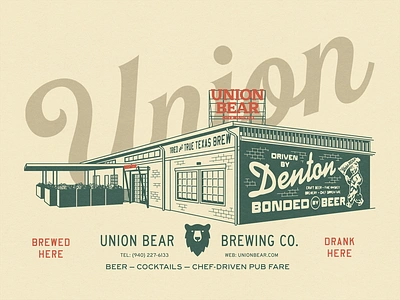 Union Bear Brewing Co. architectural architecture bear beer branding brewery building craft beer fast food gas station midcentury mural mural design pub restaurant signage