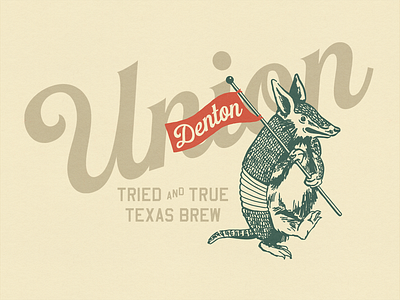 Union Bear Denton, TX armadillo beer brew brewery brewery branding flag mascot mural mural design restaurant branding resturant retro texas tshirt design union