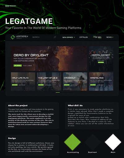 Legatgame - Premier Destination for Cutting-Edge Gaming Platform branding design games identity inspiration playstation ui ux web design web site