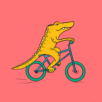 Alligator on Bike alligator bike character crocodile cycling illustration kidsbook reptile