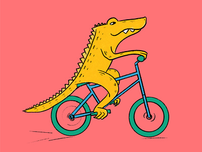 Alligator on Bike alligator bike character crocodile cycling illustration kidsbook reptile