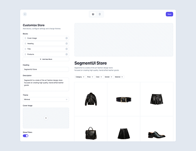 Store Customization clean customizaation design system ecommerce editor figma minimal shopify shopping theme ui kit web app