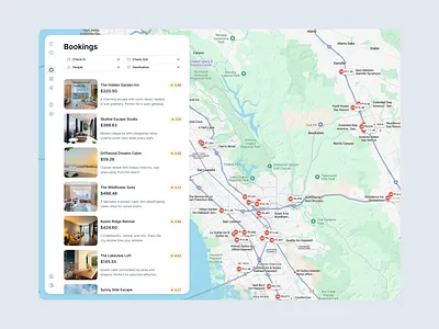 Maps & Bookings airbnb clean design design system figma map minimal ui ui kit