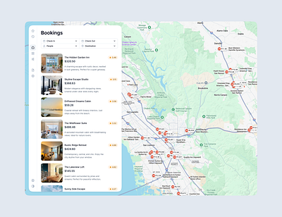 Maps & Bookings airbnb clean design design system figma map minimal ui ui kit