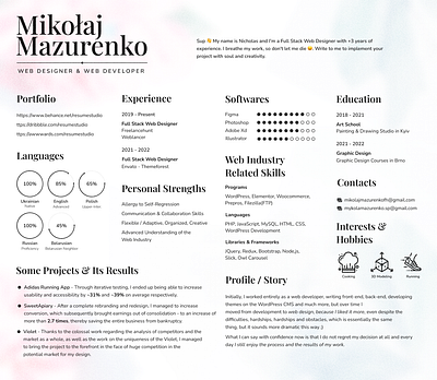 Resume inspiration resume ui ux web design