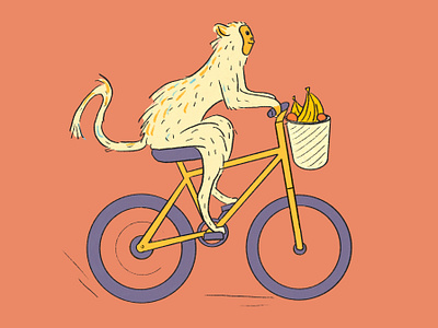 Monkey on a Bike bike biking character cool animals illustration kids art kids books monkey