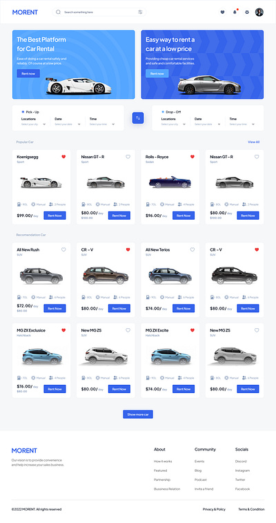 MORENT WEBSITE UI DESIGN car rent ui design designer ui design ux design website website design