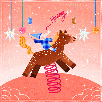 HOORAY~! animal art artwork carousel christmas design frame hooray illust illustration ipad magicwand ornament peachtober24 photoshop pony sparkle spring tweetyheather