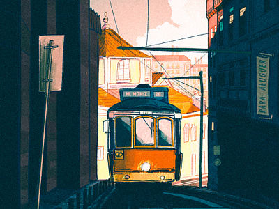 Lisbon, Portugal architecture bairro alto cityscape euro europe illustration landscape lisboa lisbon porto portugal portuguese retro sketch streetcar tram tram 28 travel urban vintage