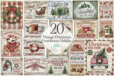 Vintage Christmas Farmhouse Holiday Sign 3d animation app branding design graphic design illustration logo motion graphics typography ui ux vector