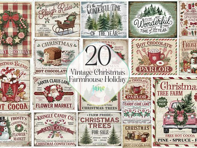 Vintage Christmas Farmhouse Holiday Sign 3d animation app branding design graphic design illustration logo motion graphics typography ui ux vector