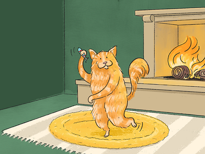 Dancing Cat cat character illustration interior kids book playful whimsy