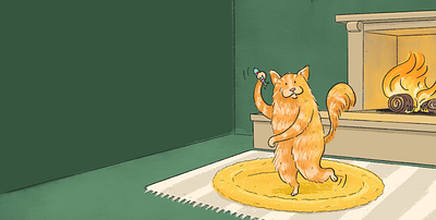 Dancing Cat cat character illustration interior kids book playful whimsy