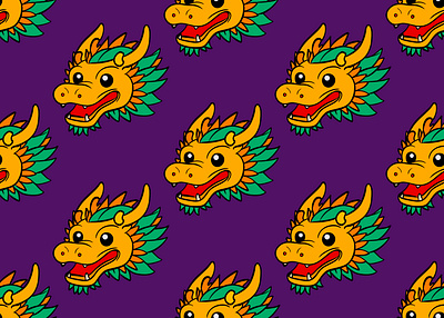 Pattern with dragons 2d design graphic design illustration