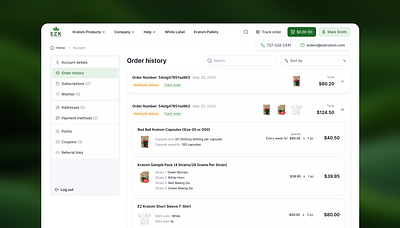 Order history page checkout e commerce ecommerce order profile ui ux web