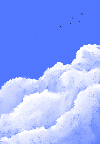 Sky with clouds and birds 2d design graphic design illustration