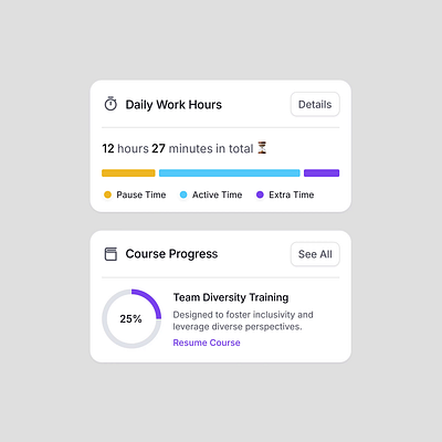 Daily Work Hours and Course Progress Widget motion 3d animation graphic design motion motion graphics ui