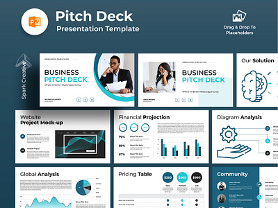 Pitch Deck Presentation Template agency branding business business deck corporate creative deck design google slide graphic design keynone minimal minimalist modren pitch deck powerpoint presentation presentation template proposal slide