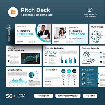 Pitch Deck Presentation Template agency branding business business deck corporate creative deck design google slide graphic design keynone minimal minimalist modren pitch deck powerpoint presentation presentation template proposal slide