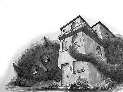 Lark and the Giant Cat book design cat character character design childrens book illustration ink kids book middle grade fiction monster mystery spooky thriller