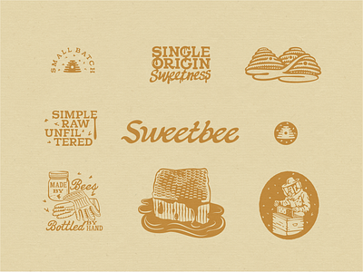 Sweetbee branding honey illustration lettering logo