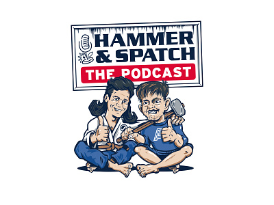 Hammer and Spatch Podcast bjj daisy fresh hammer illustration jiu jitsu podcast spatch typography