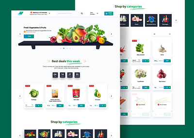 E-commerce Grocery Shopping Website Landing Page ecommerce everyday essentials fruits graphic design grocery shopping household essentials landing page ui ux vegetables