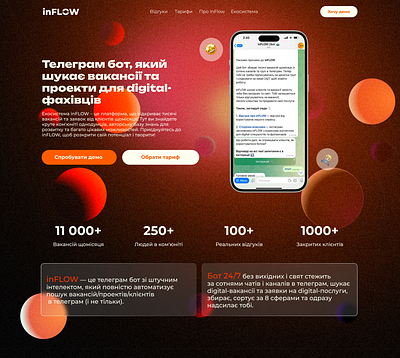 Telegram-бот для пошуку роботи. Telegram bot for job search. design lending telegrambot ui ux webdesign