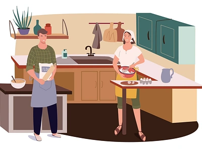 Cooking Process 2D Animation 2d animation cooking couple cooking cozy atmosphere culinary daily routine family flat food food making home cooking illustration kitchen kitchen interaction man meal preparation motion recipe woman