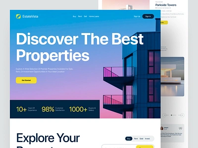 EstateVista - Real Estate Website agency agent airbnb best real estate website design booking home page landing page modern website property real estate landing page real estate web real estate website design ui ux web web app web design web ui webflow website design