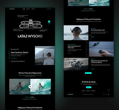 Concept Landing Page for a sports drone manufacturer branding designe graphic design landing page ui web www