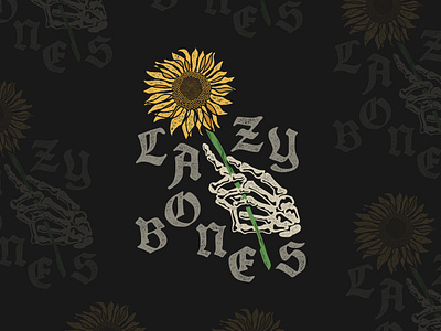 Lazy Bones • Apparel / Merch Illustration apparel bones flower grunge illustration merch metal punk shirt design skeleton spooky sunflower