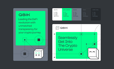 Crypto Startup Concept Brand Design banner blockchain brand brand design branding cartoon character concept crypto cube decentralization defi illustration loop mascot motion simple startup tagline typography