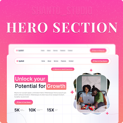 ✨Design - Personal Growth Website Hero Section branding creative hero section landing page minimal personal saas ui website website design website section