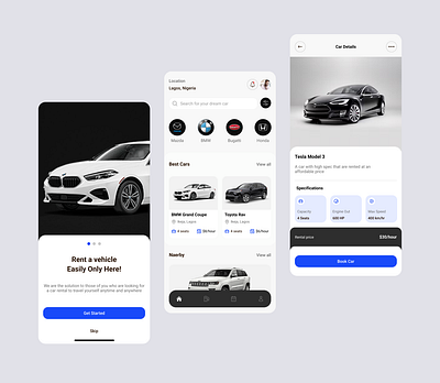 Car Rental App design product design ui ux