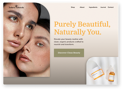 Beauty Brand | Hero Section Design beautybranding brand identity branding cleanbeauty colour palette figma hero page design herosectiondesign minimalistaesthetic shopify squarespace typography ui uiuxdesign webdesigninspiration website design wellnessbrand